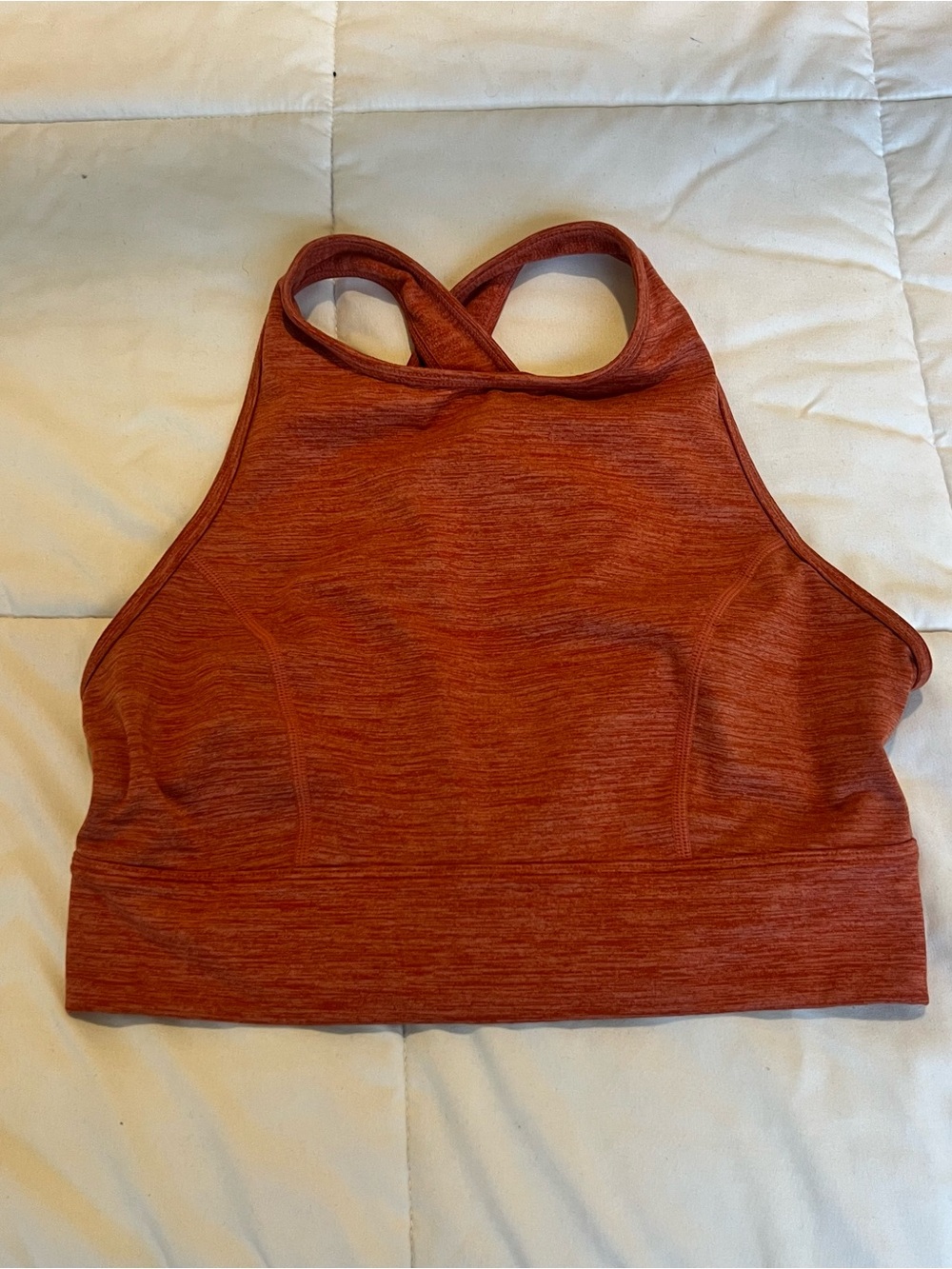 JoyLab High-Neck Heathered Rust Sports Bra